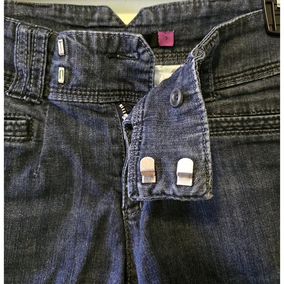 Vintage Y2K Smart Set Shorts Cutout Dark Wash Denim Low Rise Cute Sz 7 - Picture 5 of 7